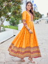 Orange Colour Rayon Print Gown Collection Wholesale Clothing Distributors In India Aaradhna 2032